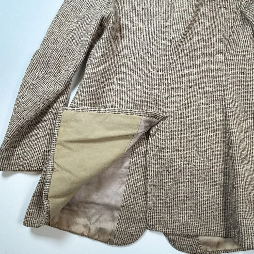 True Vintage 50s Tweed Jacket Blazer Womens XS Brown Cream Sandra Sirianni